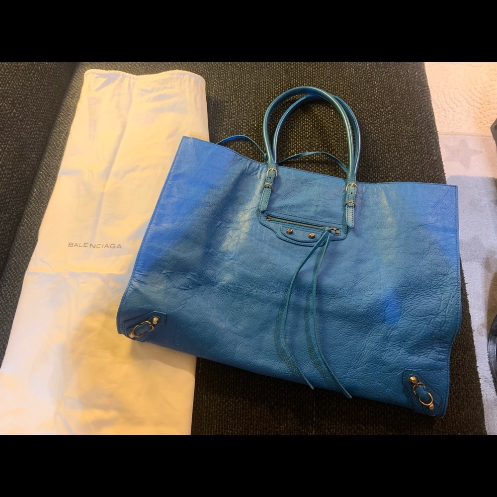 Balenciaga Papier A4 Tote Blue Bag